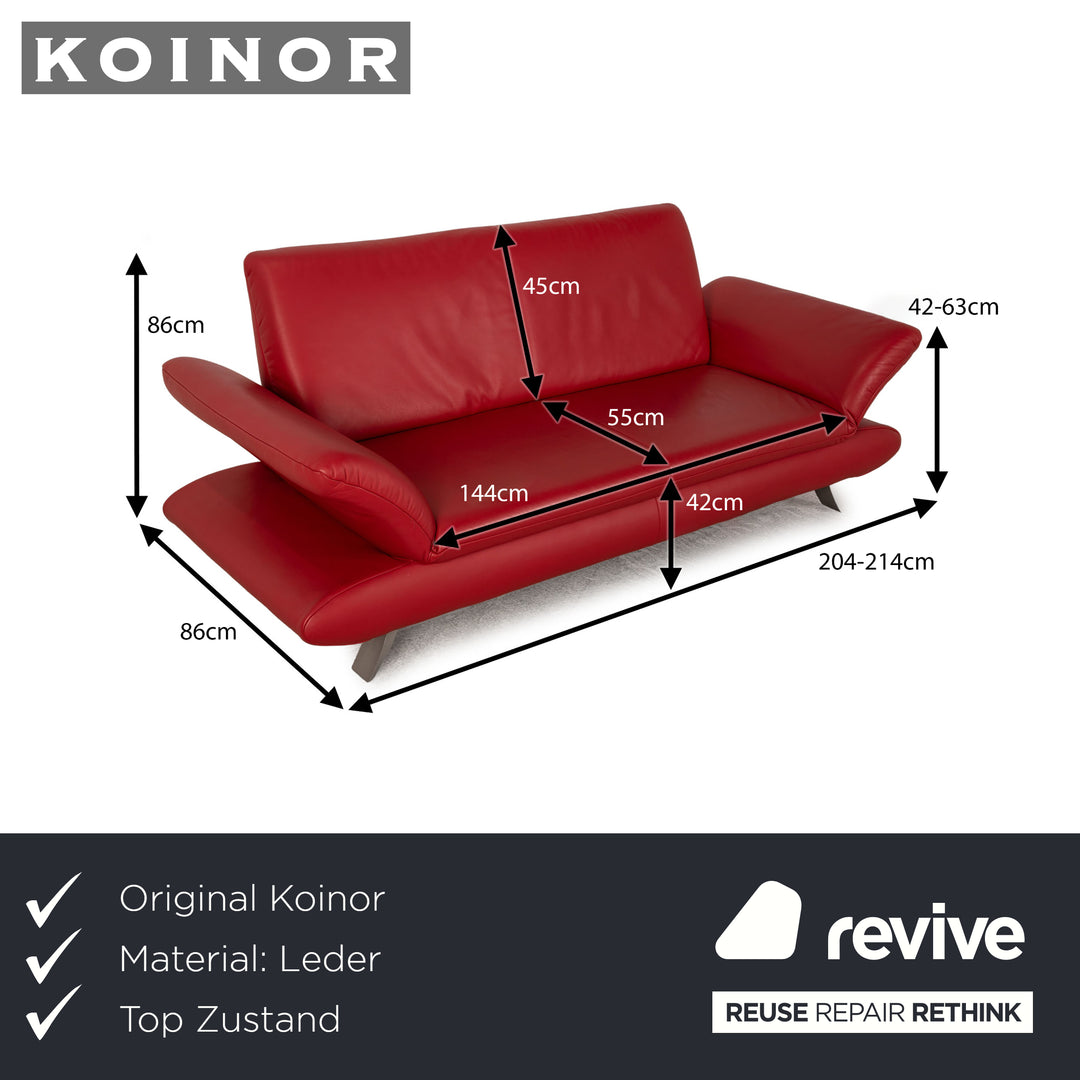 Koinor Rossini Leather Two Seater Red Sofa Couch
