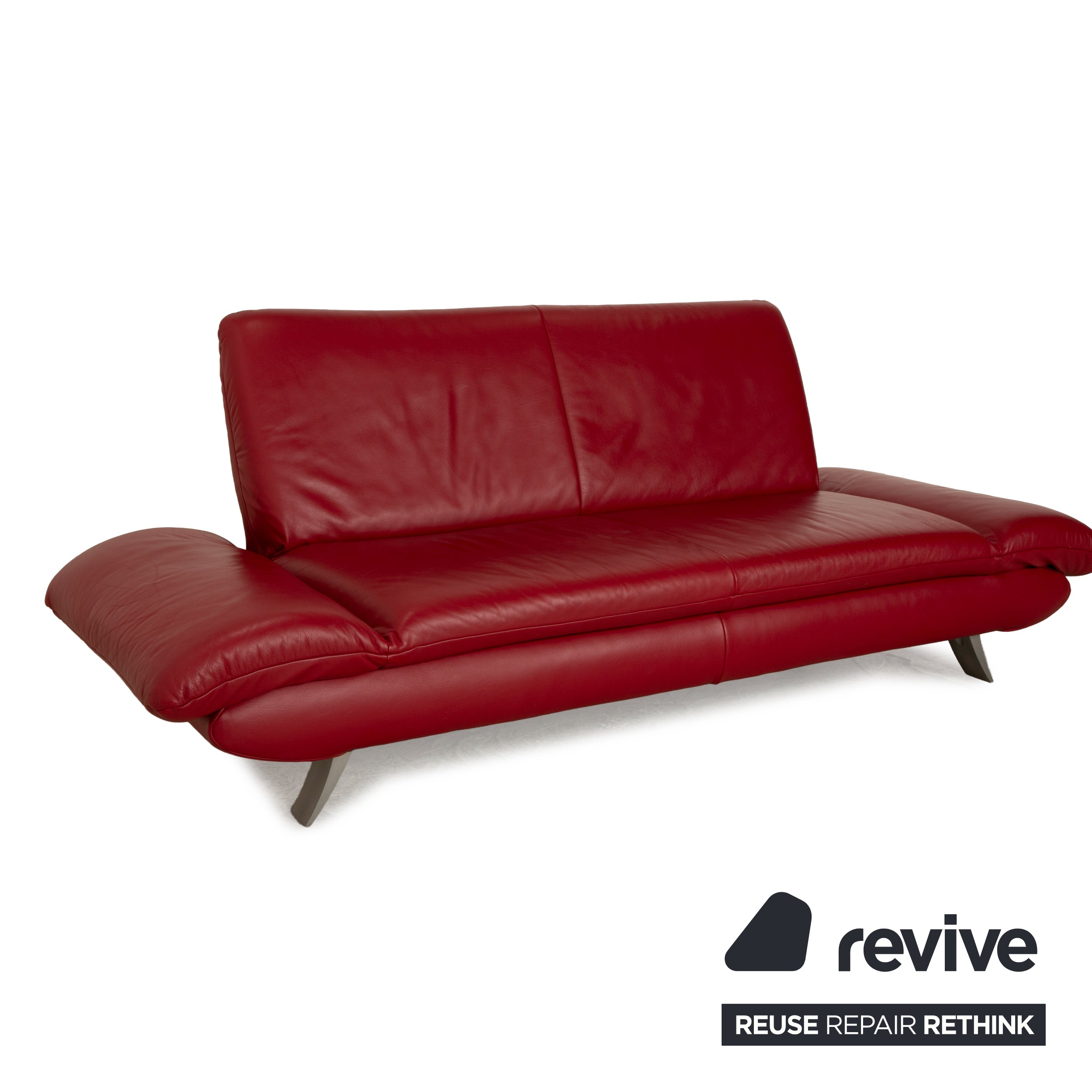 Koinor Rossini Leather Two Seater Red Sofa Couch Manual Function