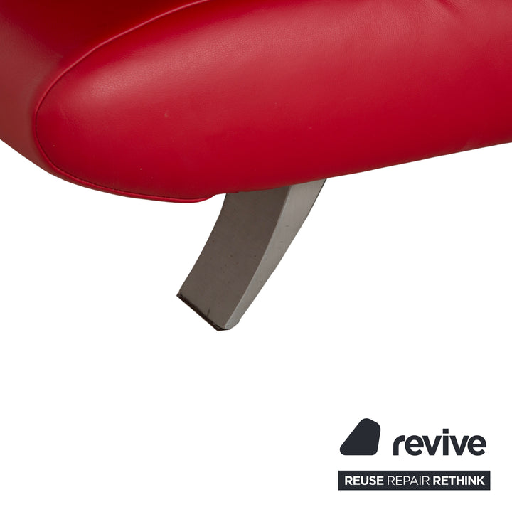 Koinor Rossini Leather Two Seater Red Sofa Couch Manual Function