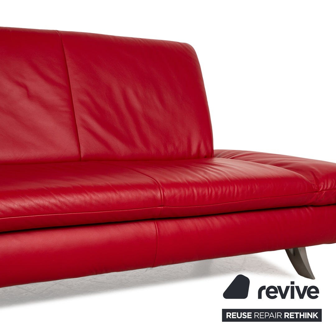 Koinor Rossini Leather Two Seater Red Sofa Couch Manual Function