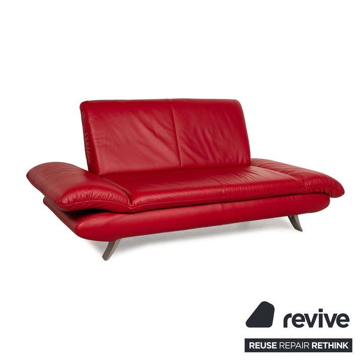 Koinor Rossini Leather Two Seater Red Sofa Couch Manual Function