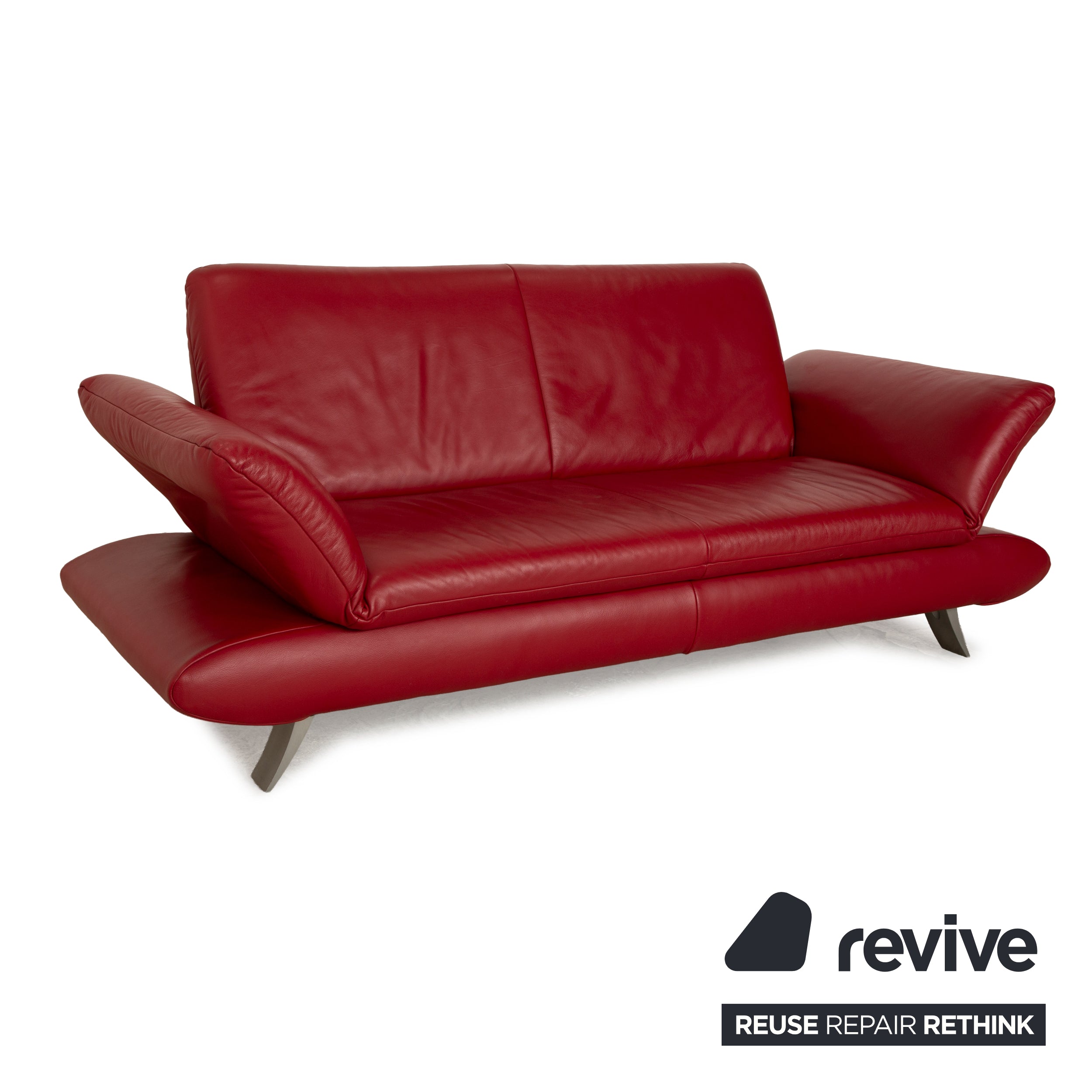 Koinor Rossini Leather Two Seater Red Sofa Couch Manual Function