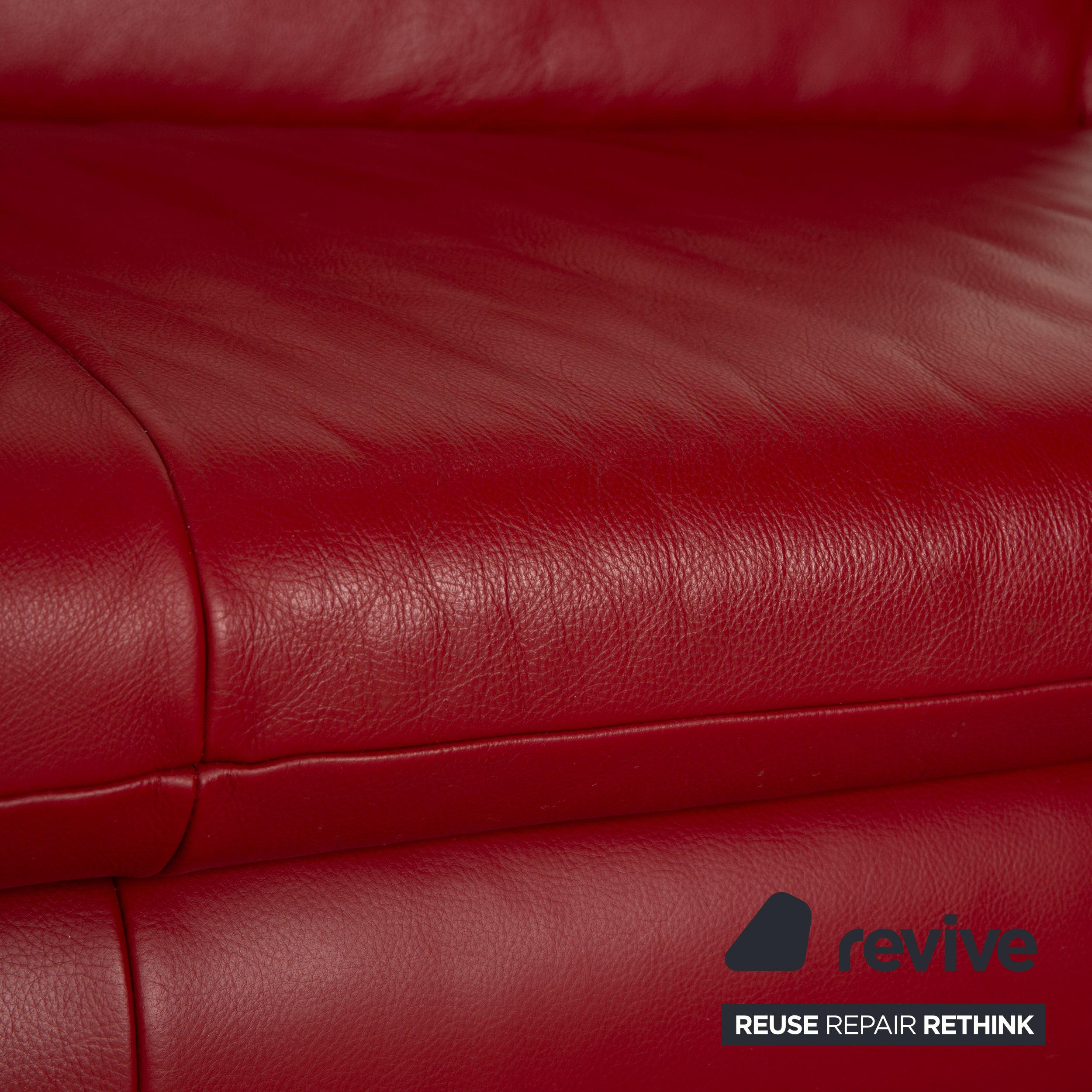 Koinor Rossini Leather Two Seater Red Sofa Couch Manual Function