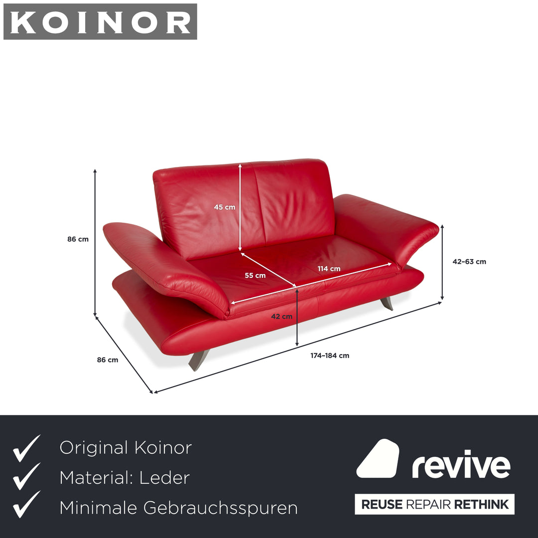 Koinor Rossini Canapé deux places en cuir rouge avec fonction manuelle