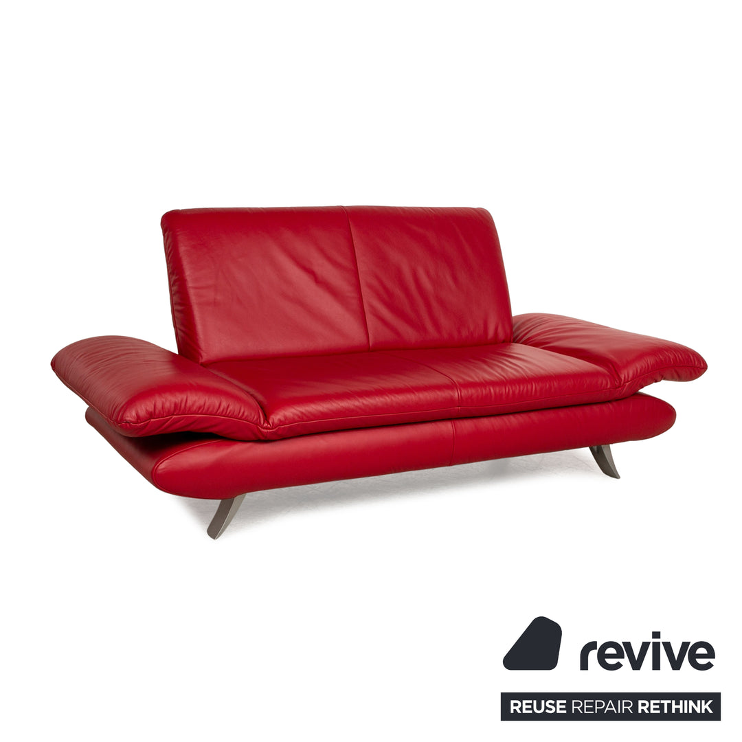 Koinor Rossini Leather Two Seater Red Sofa Couch Manual Function