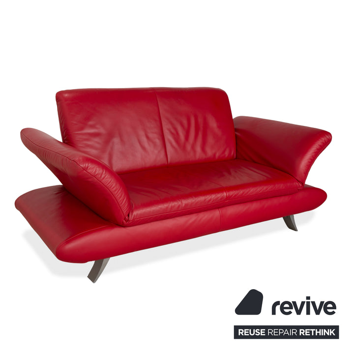 Koinor Rossini Leather Two Seater Red Sofa Couch Manual Function