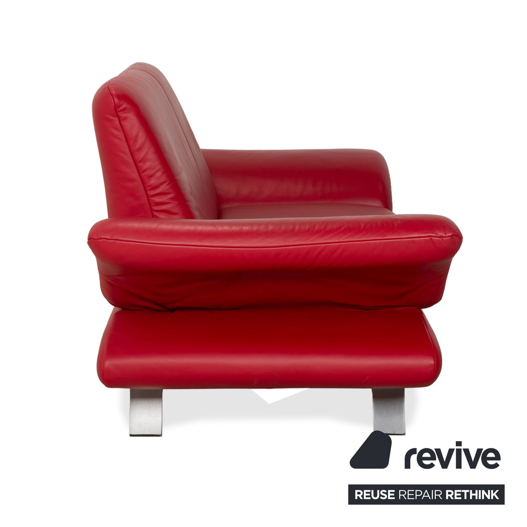 Koinor Rossini Leather Two Seater Red Sofa Couch Manual Function