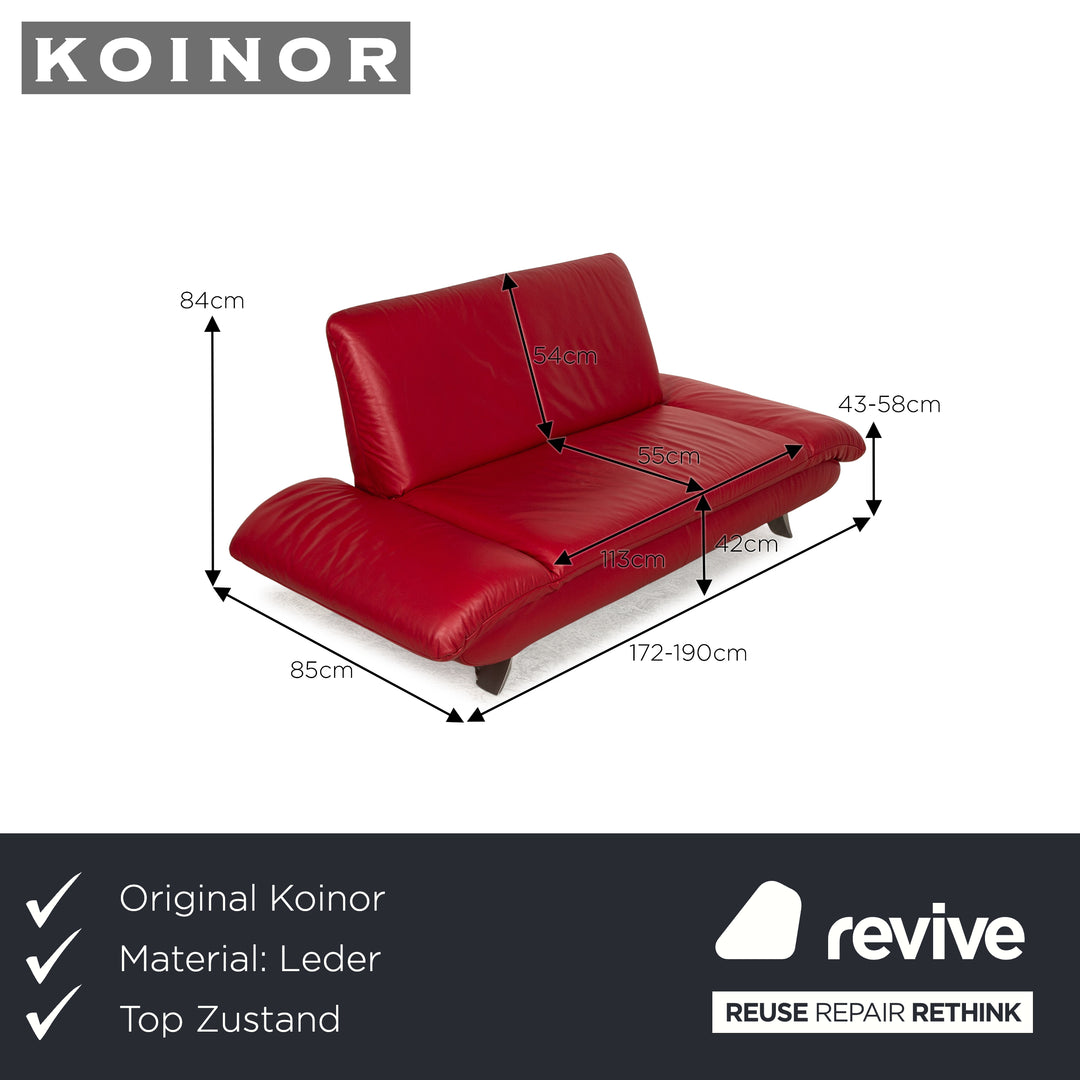 Koinor Rossini Leather Two Seater Red Sofa Couch Manual Function