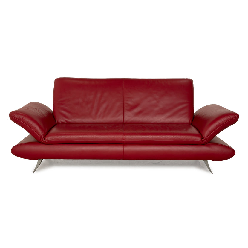 Koinor Rossini Leather Two Seater Red Sofa Couch Manual Function