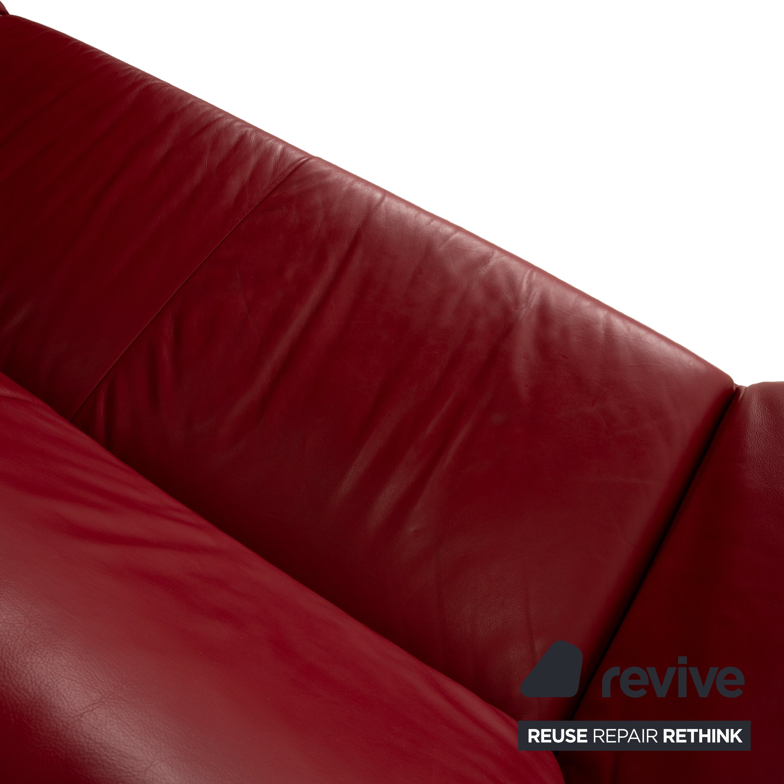 Koinor Rossini Leather Two Seater Red Sofa Couch Manual Function