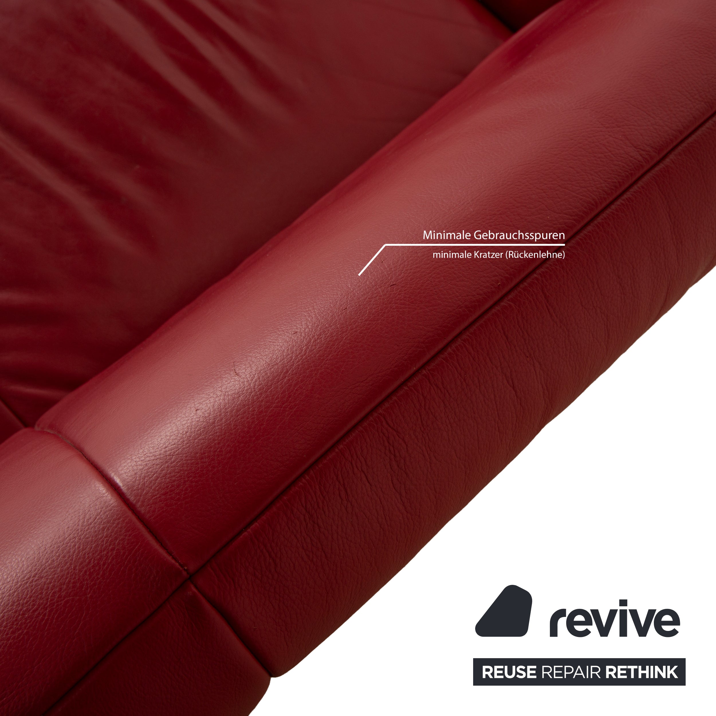 Koinor Rossini Leather Two Seater Red Sofa Couch Manual Function