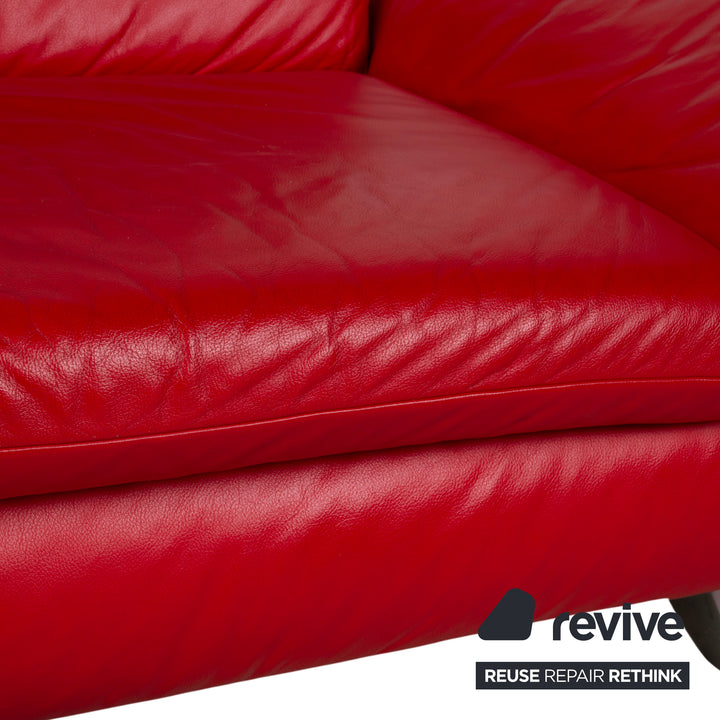 Koinor Rossini Leder Zweisitzer Rot Sofa Couch manuelle Funktion