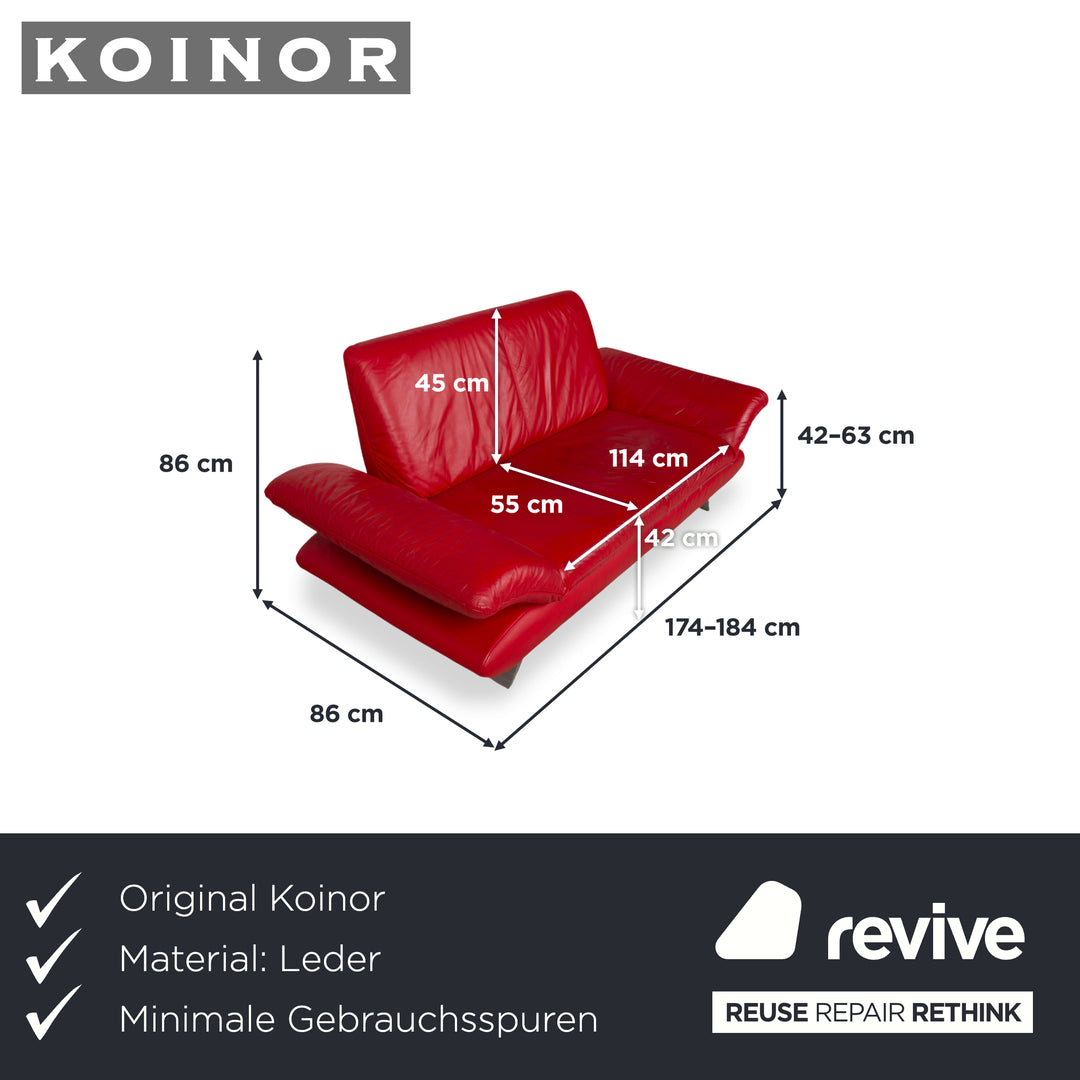 Koinor Rossini Leder Zweisitzer Rot Sofa Couch manuelle Funktion