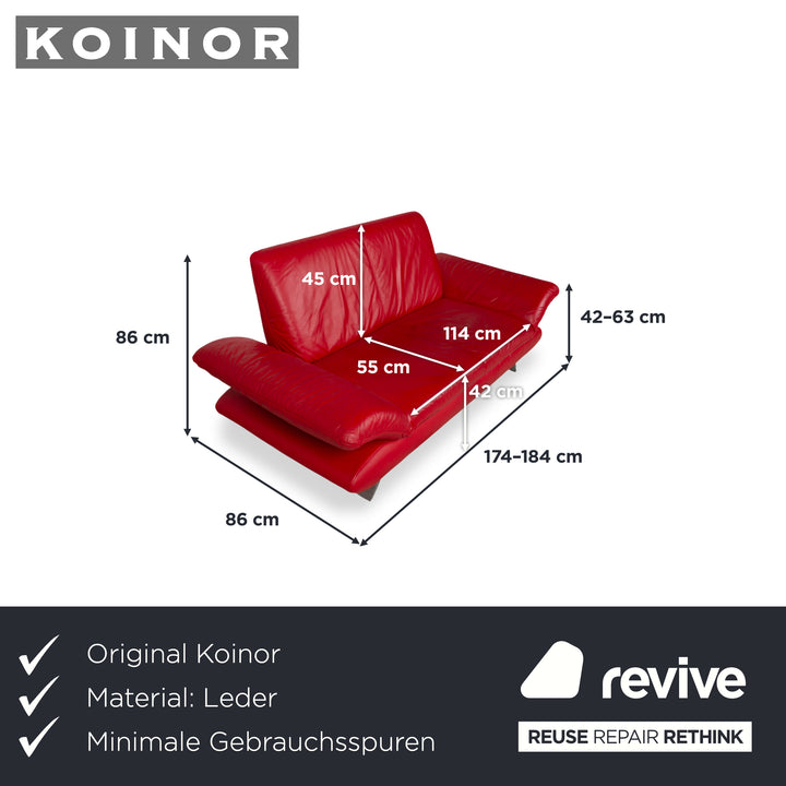 Koinor Rossini Leder Zweisitzer Rot Sofa Couch manuelle Funktion