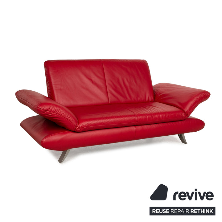 Koinor Rossini Leather Two Seater Red Sofa Couch Manual Function