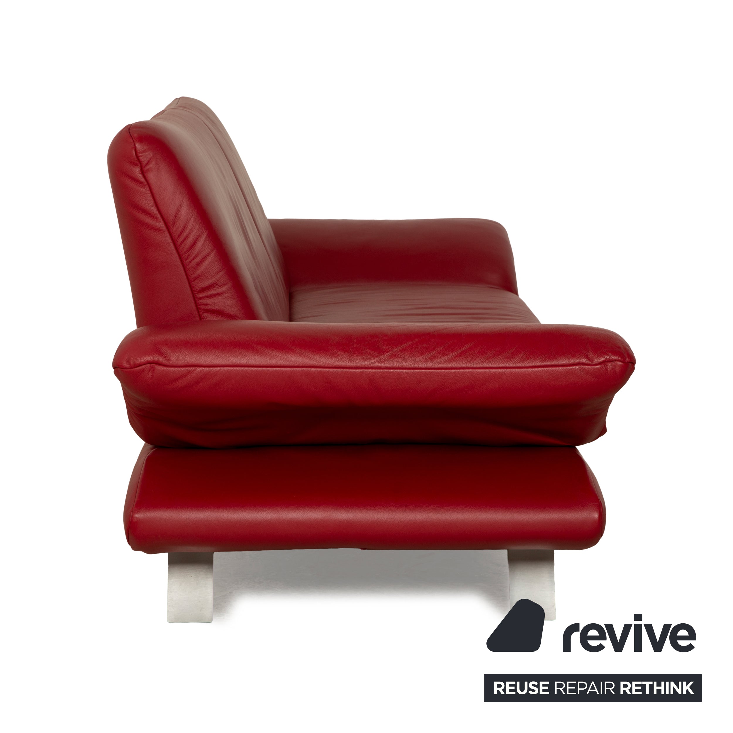 Koinor Rossini Leather Two Seater Red Sofa Couch Manual Function