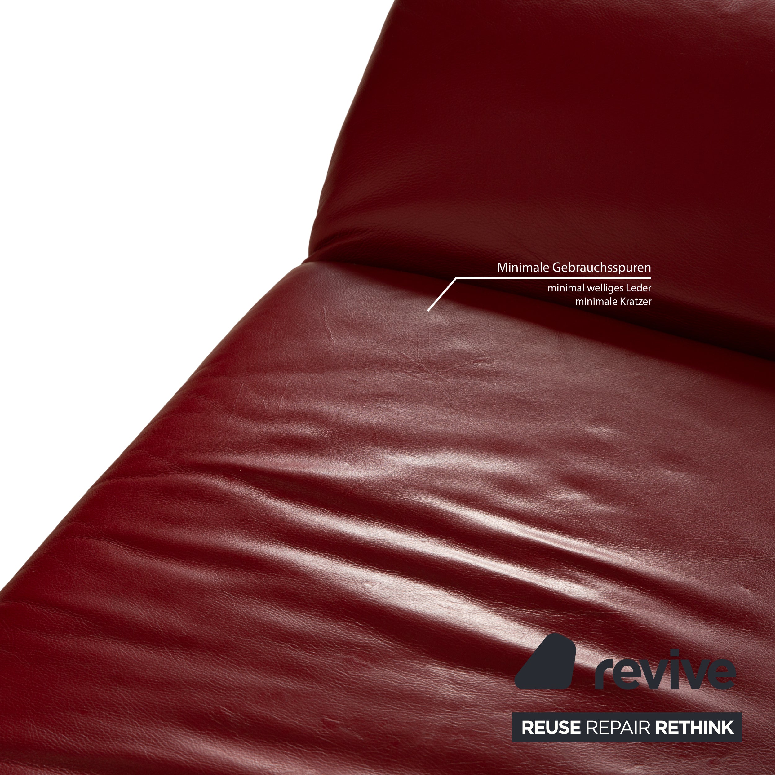 Koinor Rossini Leather Two Seater Red Sofa Couch Manual Function