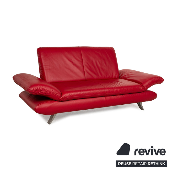 Koinor Rossini Leather Two Seater Red Sofa Couch Manual Function