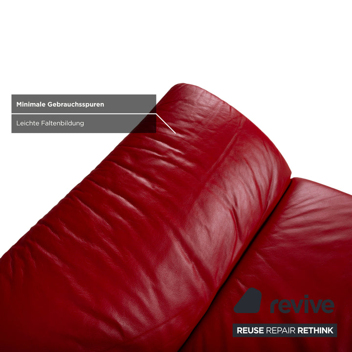 Koinor Rossini Leder Zweisitzer Rot Sofa Couch manuelle Funktion
