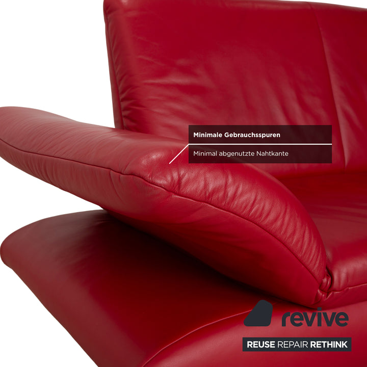Koinor Rossini Leather Two Seater Red Sofa Couch Manual Function