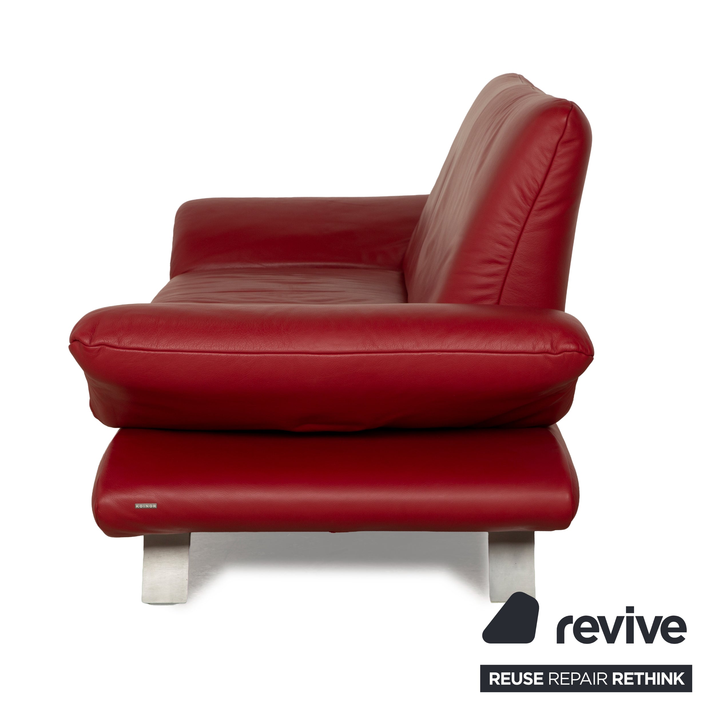 Koinor Rossini Leather Two Seater Red Sofa Couch Manual Function