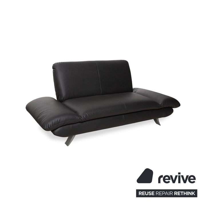 Koinor Rossini læder to-personers sofa sort antracit manuel funktion sofa ny polstring GAVIN 117