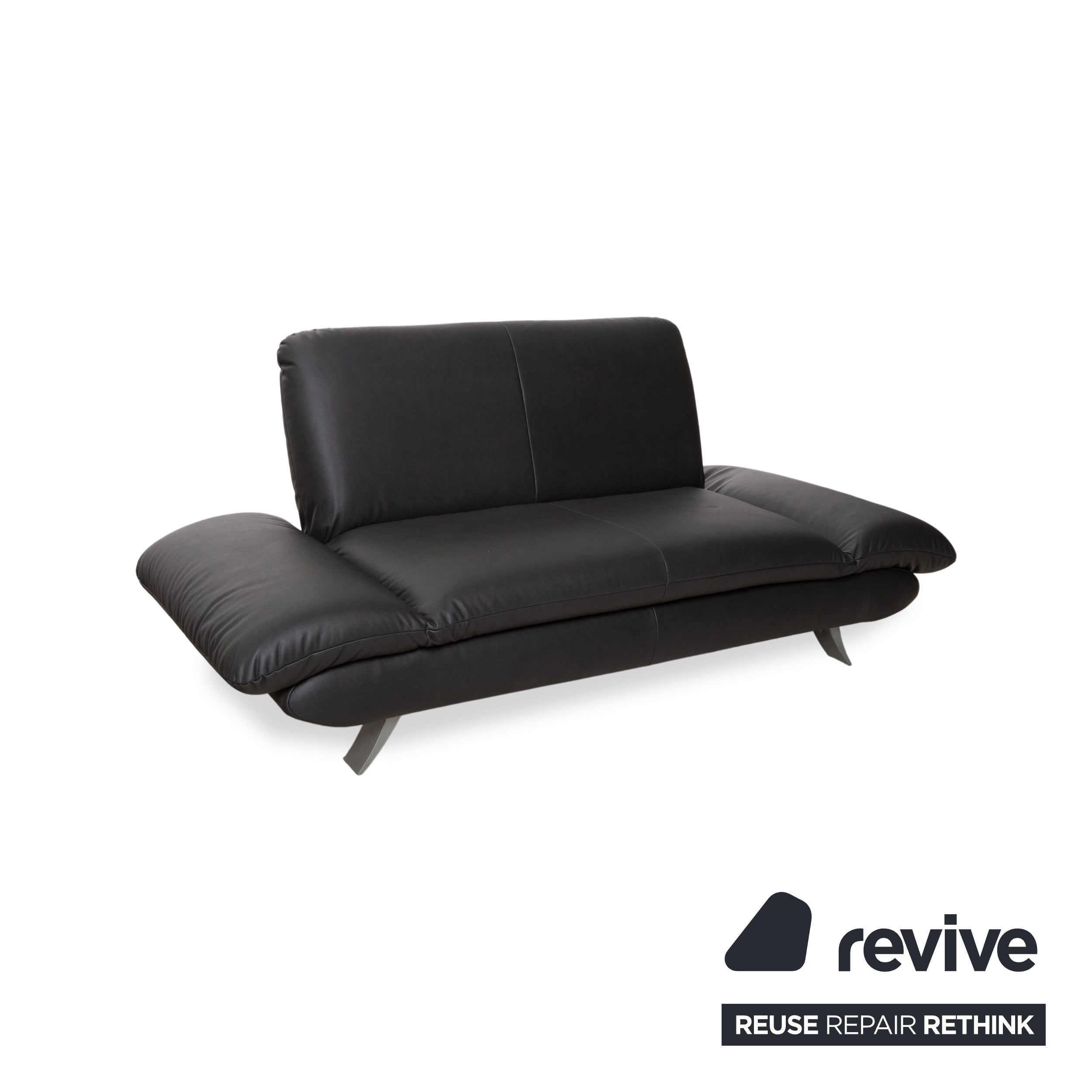 Koinor Rossini Leder Zweisitzer Schwarz Anthrazit manuelle Funktion Sofa Couch Neubezug GAVIN 117