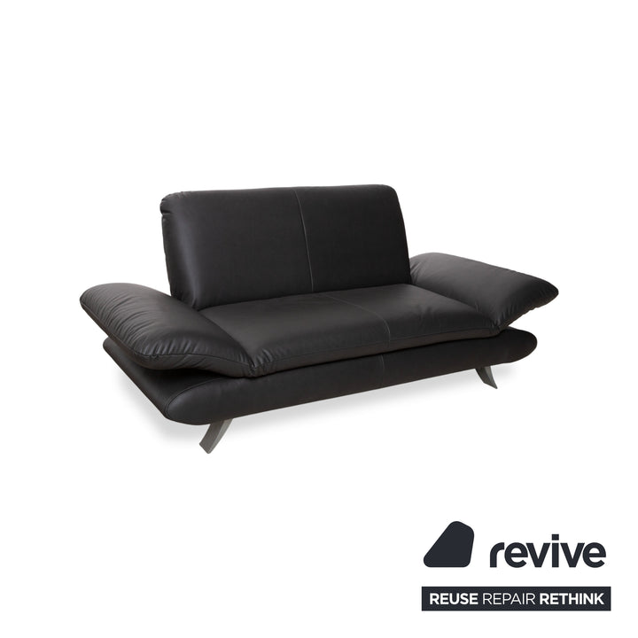 Koinor Rossini læder to-personers sofa sort antracit manuel funktion sofa ny polstring GAVIN 117