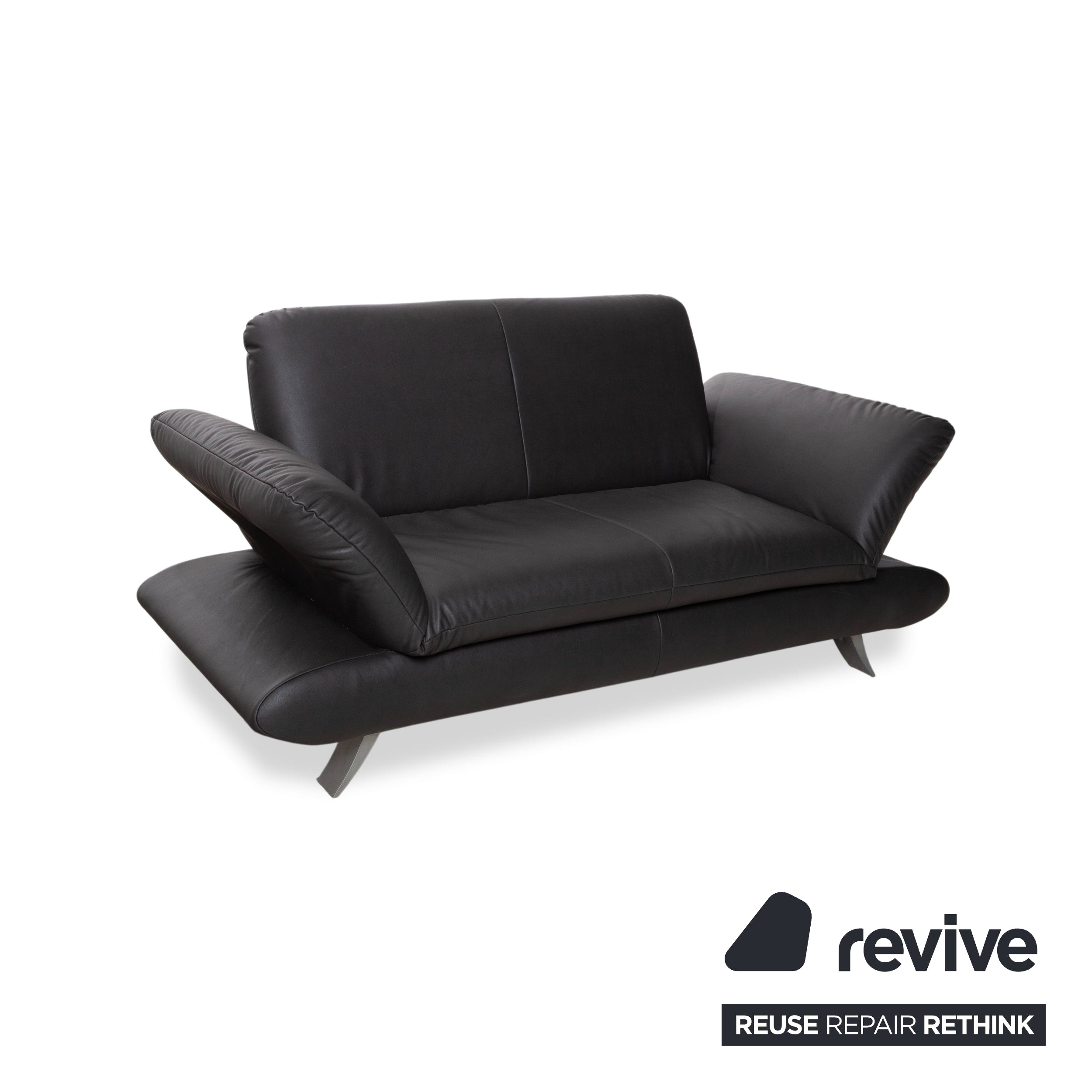 Koinor Rossini Leder Zweisitzer Schwarz Anthrazit manuelle Funktion Sofa Couch Neubezug GAVIN 117