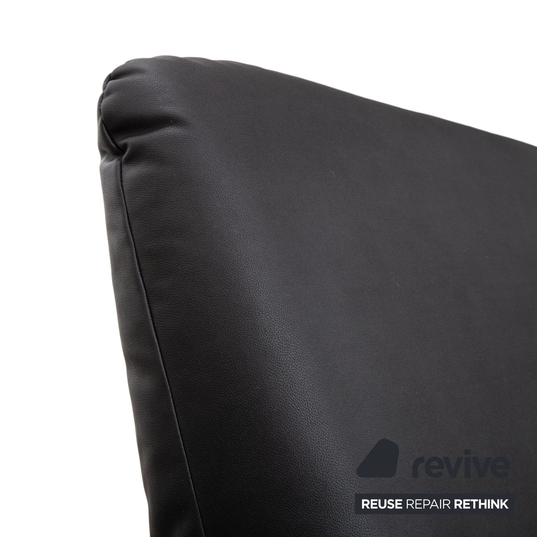 Koinor Rossini læder to-personers sofa sort antracit manuel funktion sofa ny polstring GAVIN 117
