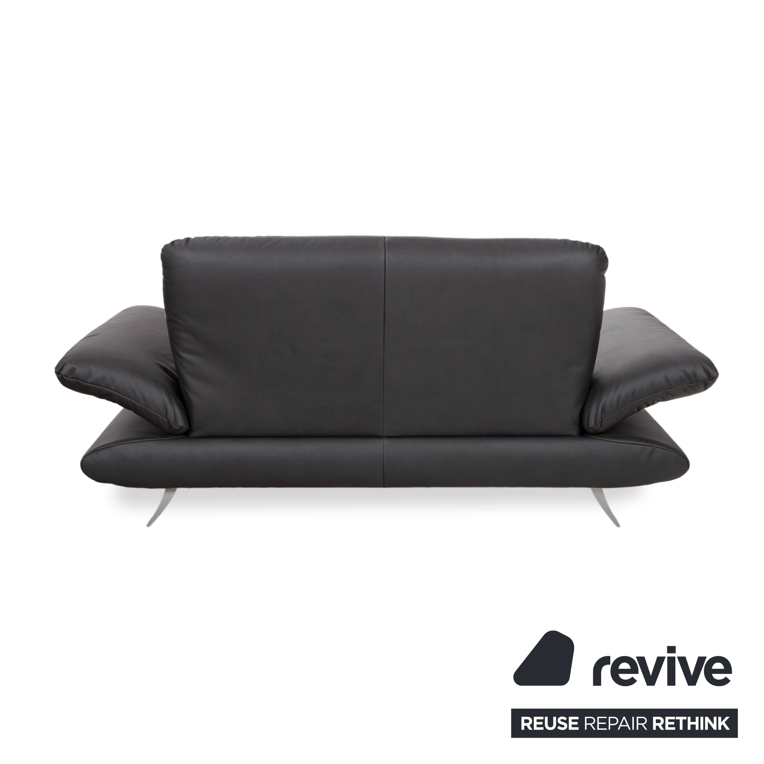 Koinor Rossini Leder Zweisitzer Schwarz Anthrazit manuelle Funktion Sofa Couch Neubezug GAVIN 117