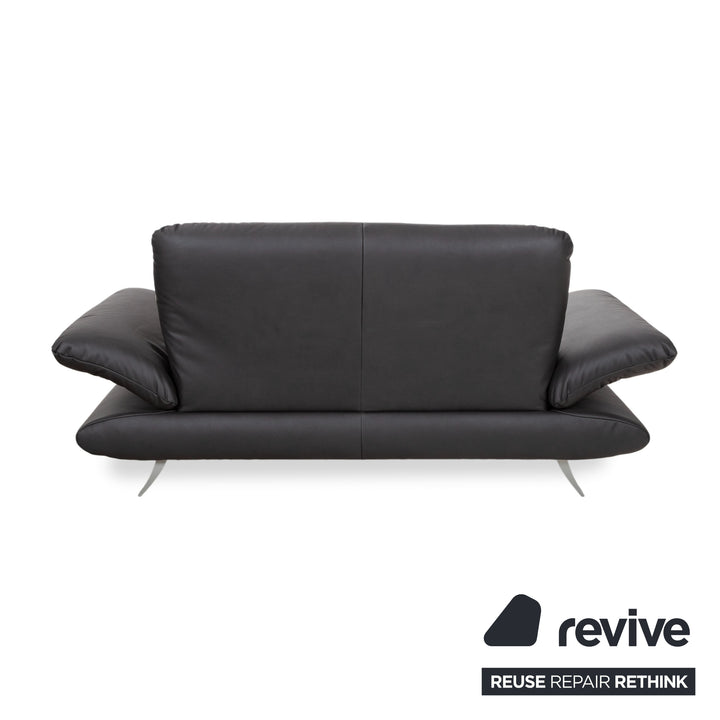 Koinor Rossini læder to-personers sofa sort antracit manuel funktion sofa ny polstring GAVIN 117