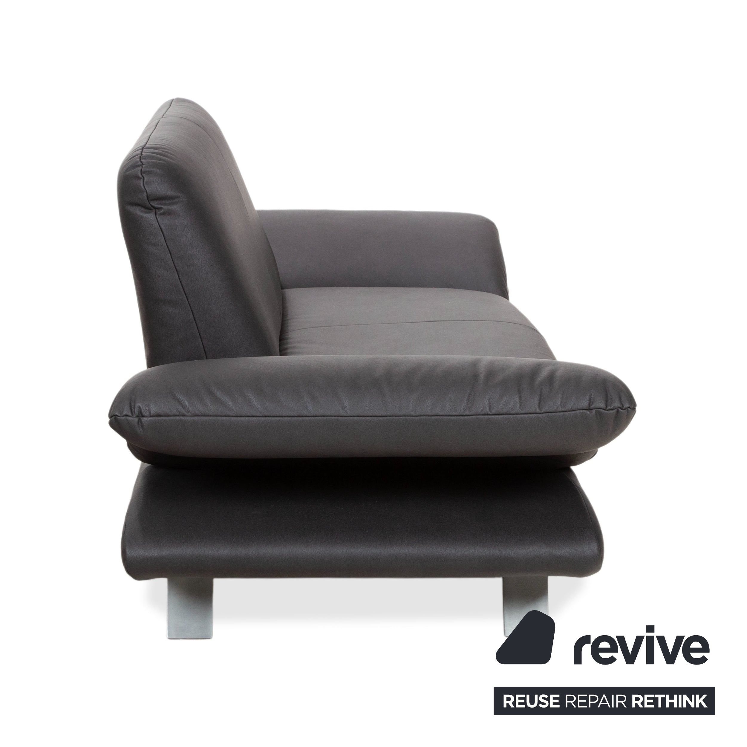 Koinor Rossini Leder Zweisitzer Schwarz Anthrazit manuelle Funktion Sofa Couch Neubezug GAVIN 117