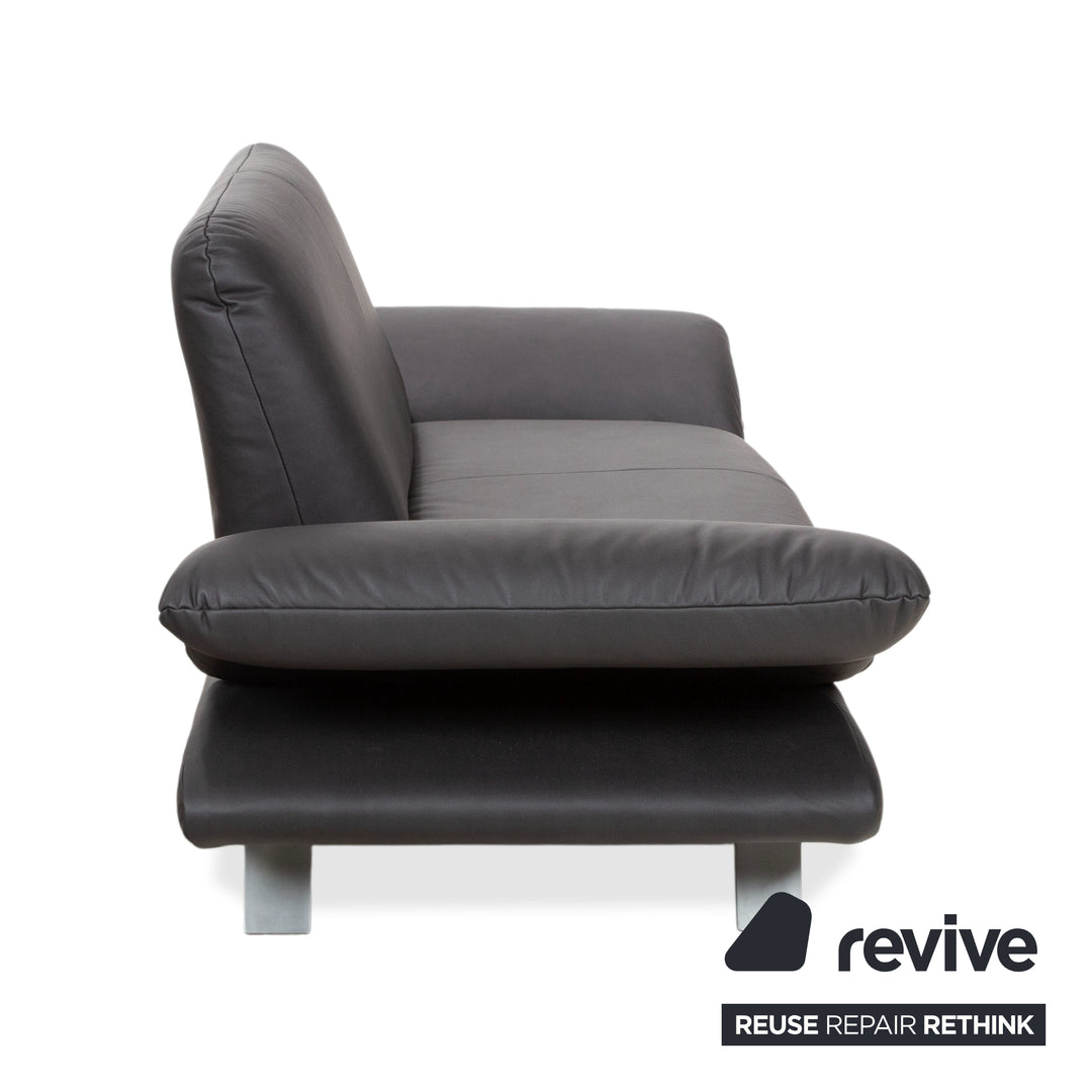 Koinor Rossini læder to-personers sofa sort antracit manuel funktion sofa ny polstring GAVIN 117