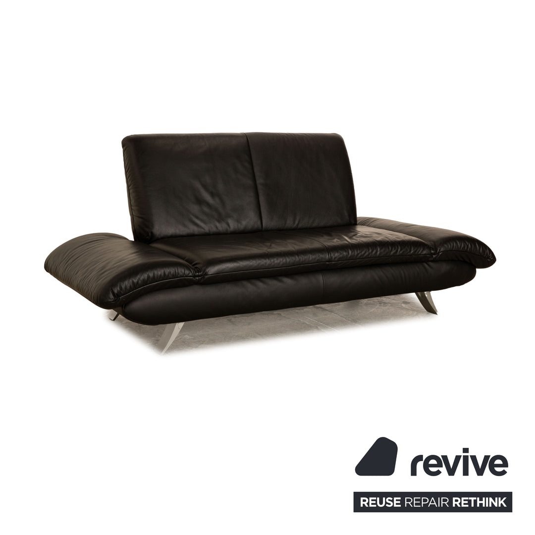 Koinor Rossini Leather Two Seater Black Manual Function Sofa Couch
