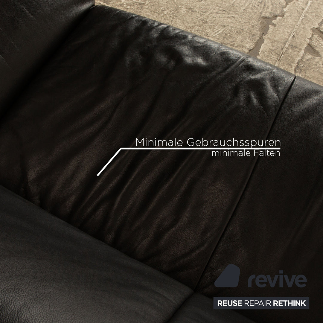Koinor Rossini Leather Two Seater Black Manual Function Sofa Couch