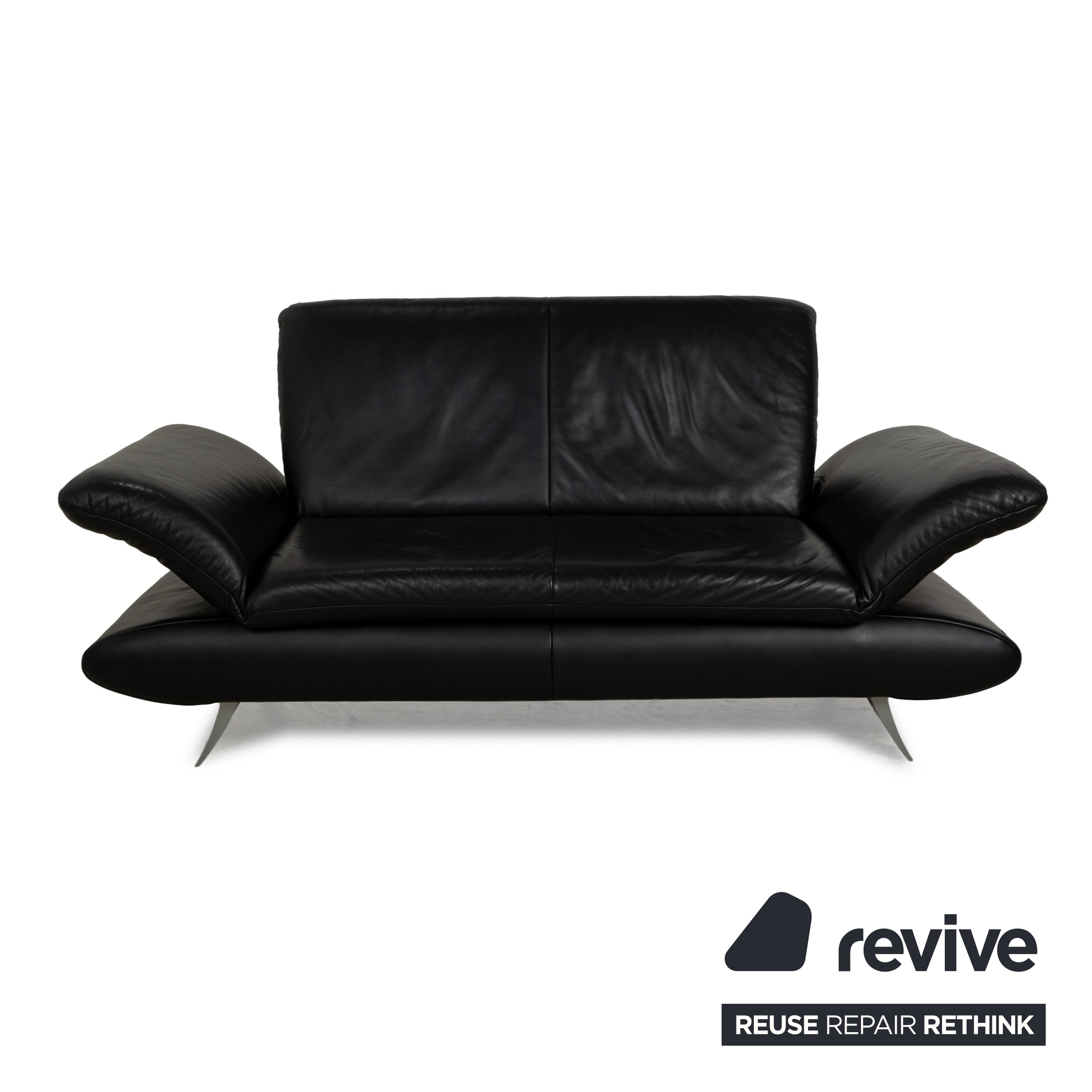Koinor Rossini Leather Two Seater Black Manual Function Sofa Couch