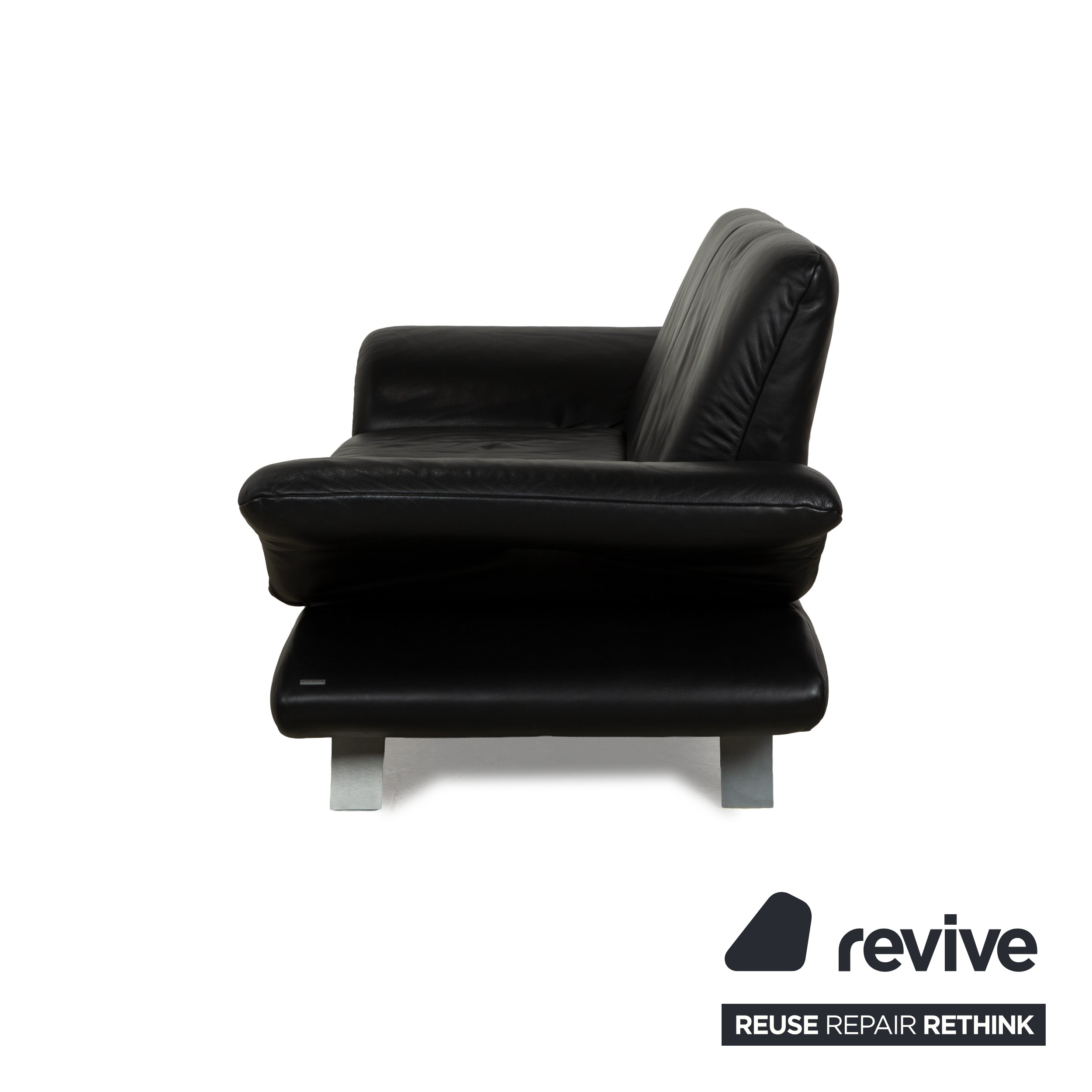 Koinor Rossini Leather Two Seater Black Manual Function Sofa Couch
