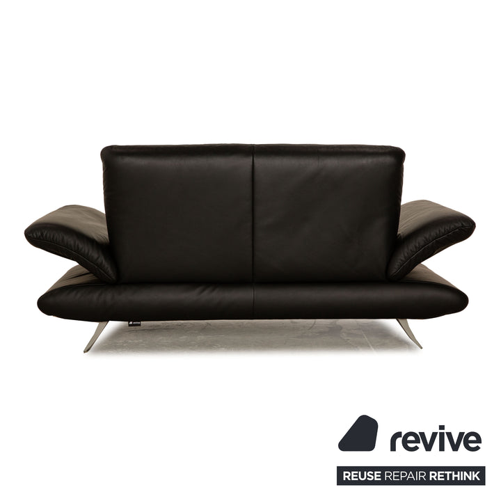 Koinor Rossini Leather Two Seater Black Manual Function Sofa Couch