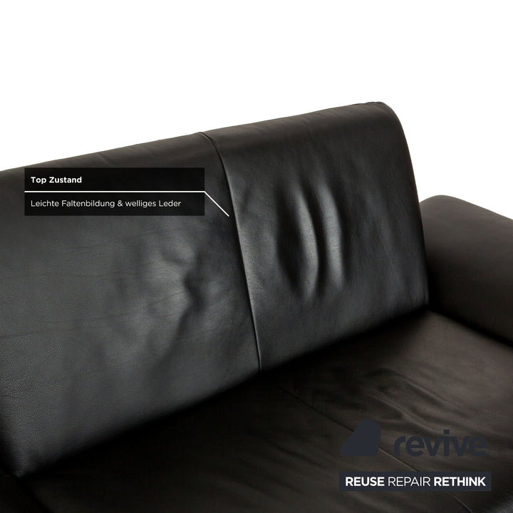 Koinor Rossini Leather Two Seater Black Manual Function Sofa Couch