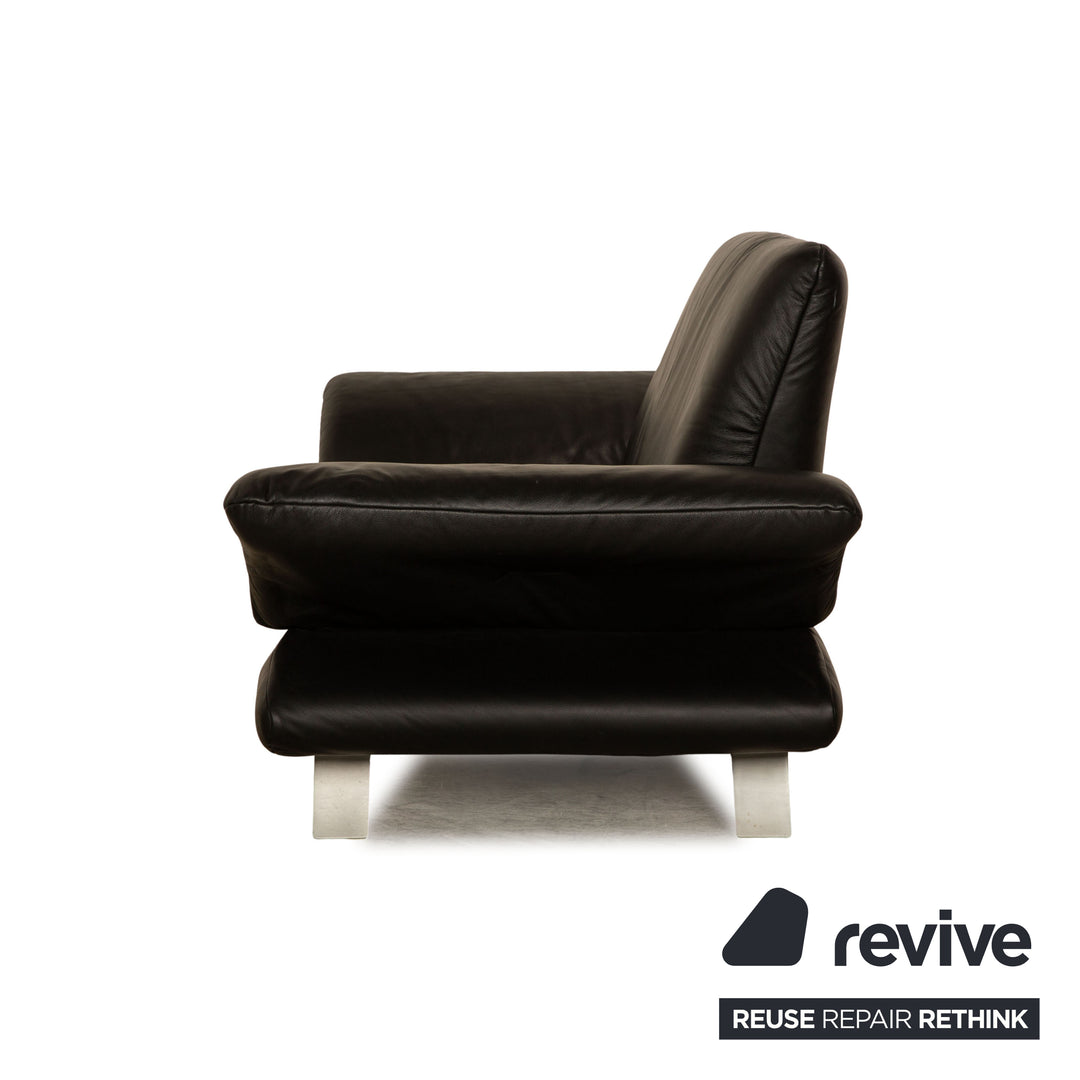 Koinor Rossini Leather Two Seater Black Manual Function Sofa Couch