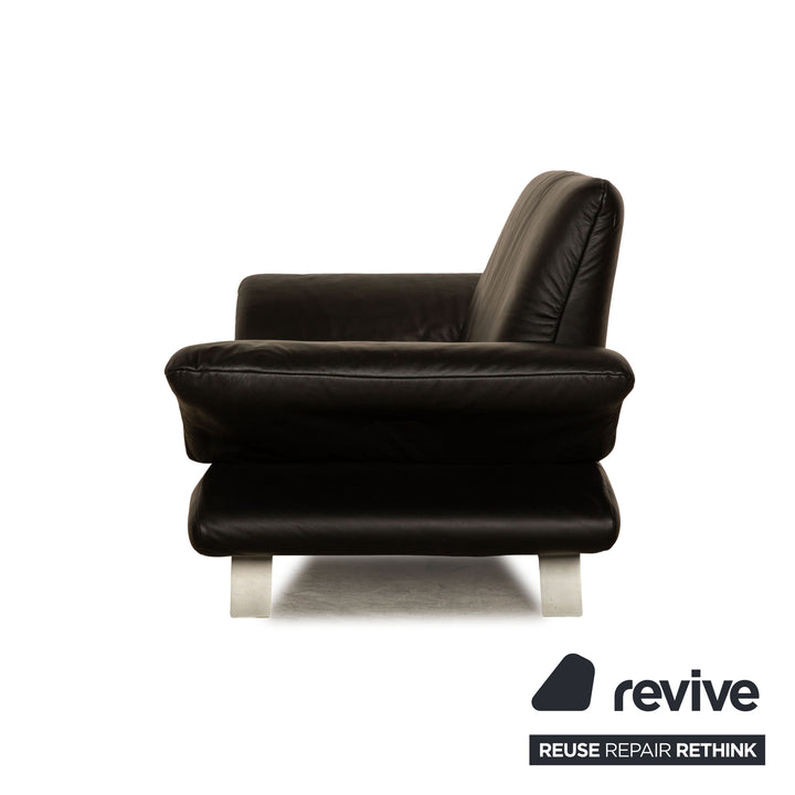 Koinor Rossini Leather Two Seater Black Manual Function Sofa Couch