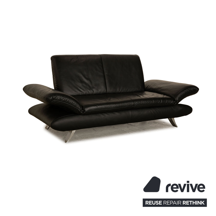Koinor Rossini Leather Two Seater Black Manual Function Sofa Couch