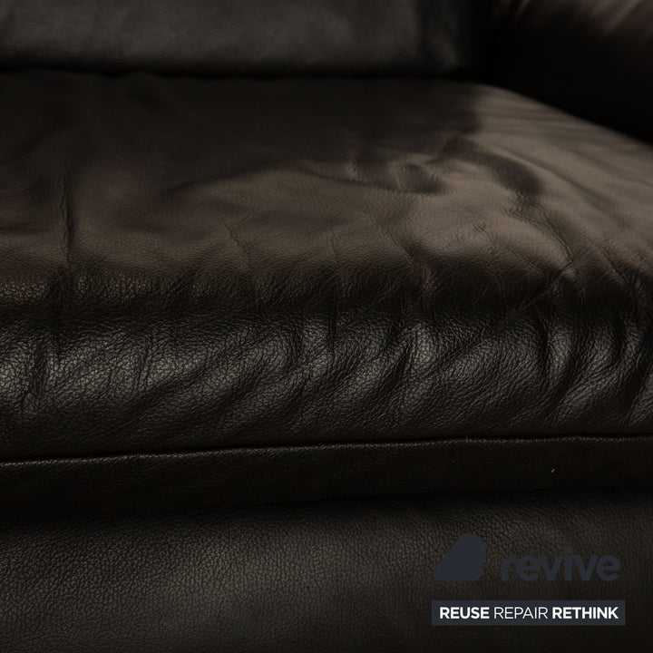 Koinor Rossini Leather Two Seater Black Manual Function Sofa Couch
