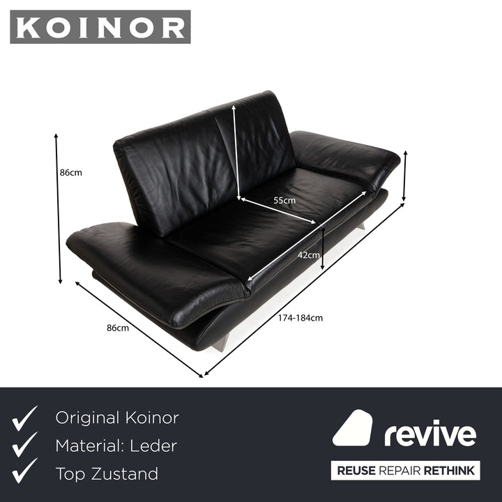 Koinor Rossini Leder Zweisitzer Schwarz manuelle Funktion Sofa Couch