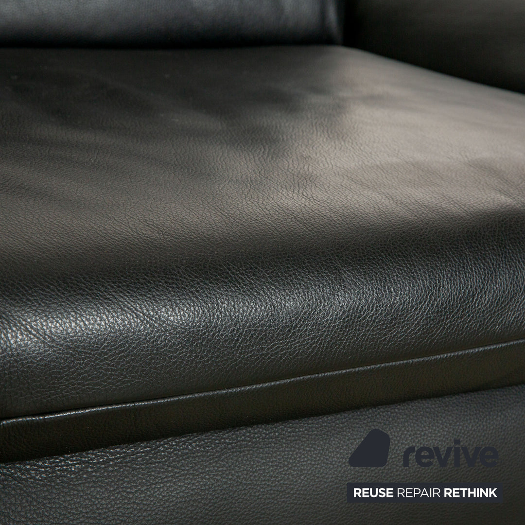 Koinor Rossini Leather Two Seater Black Manual Function Sofa Couch