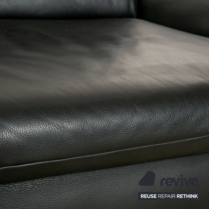 Koinor Rossini Leather Two Seater Black Manual Function Sofa Couch