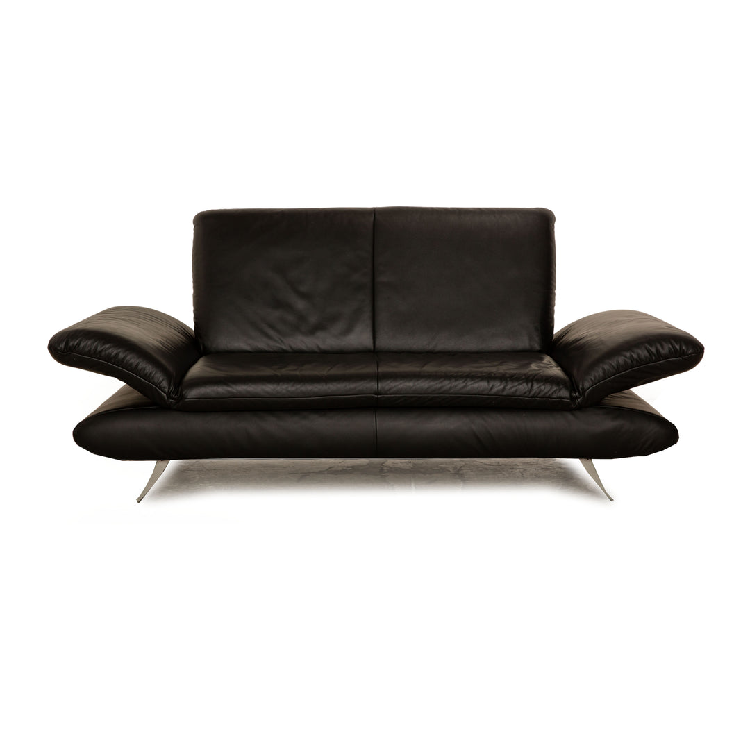 Koinor Rossini Leather Two Seater Black Manual Function Sofa Couch