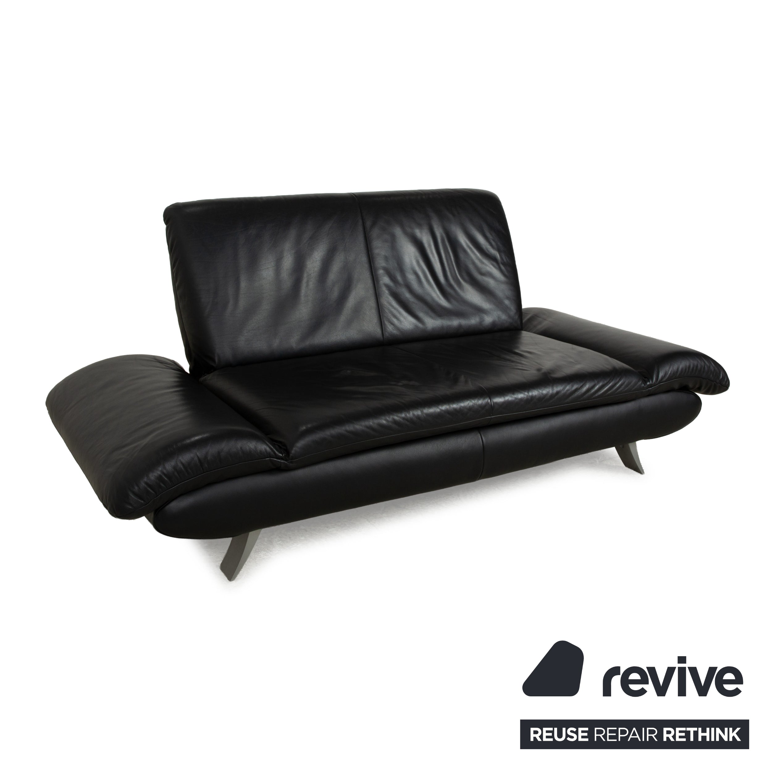 Koinor Rossini Leather Two Seater Black Manual Function Sofa Couch