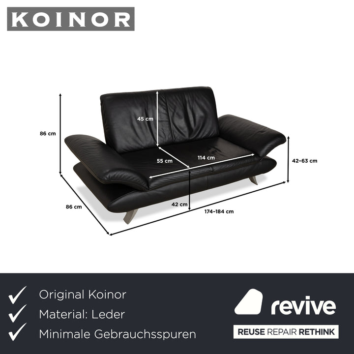 Koinor Rossini Leder Zweisitzer Schwarz manuelle Funktion Sofa Couch